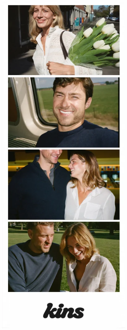 A finished strip. A Grid frame puts the same four photos on a 2×2 card.