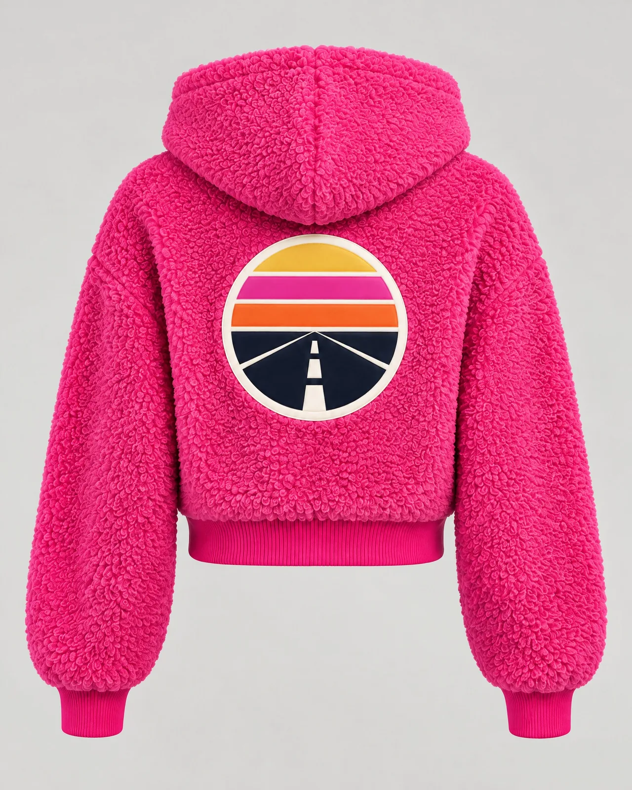 Hypeway Fluffy Zip Hoodie Jacket — Hot pink